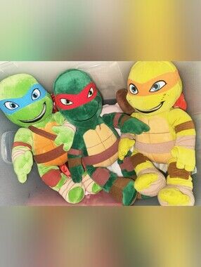 Build A Bear TMNT Set Of 3 Plushies Leo Ralph and Mikey.
